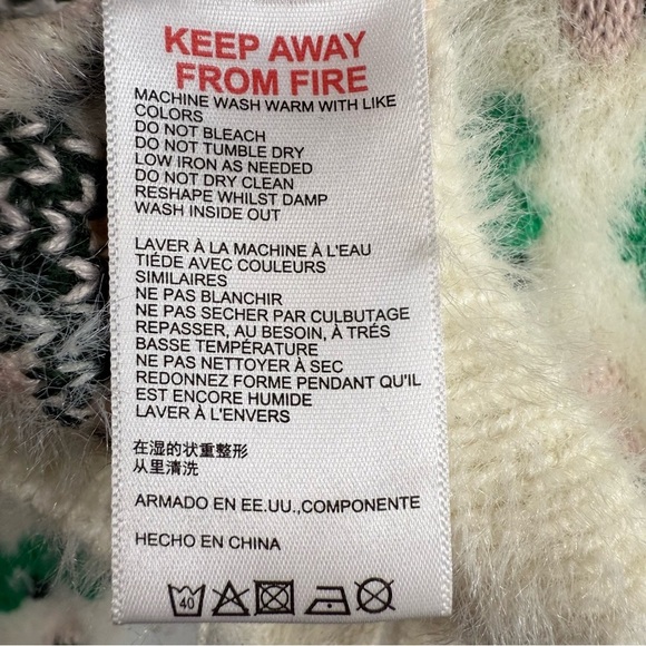 Urban Outfitters Cropped Cardigan Floral Patterned Cream with Green and Pink GUC - Picture 6 of 7